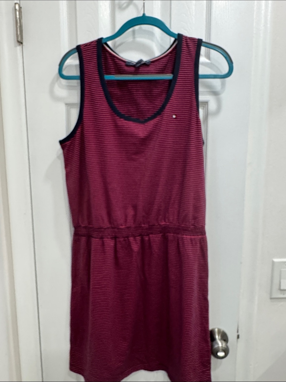 Tommy Hilfiger Burgundy Striped Tank Dress with Navy Trim (at or above knee)